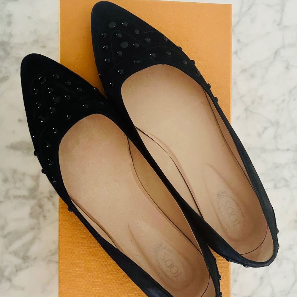 TODS blue studded ballerina flats - Picture 1 of 12